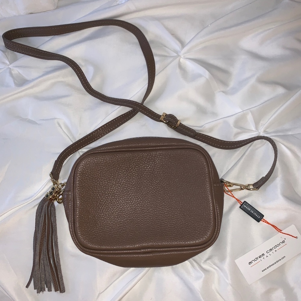 Tan leather crossbody